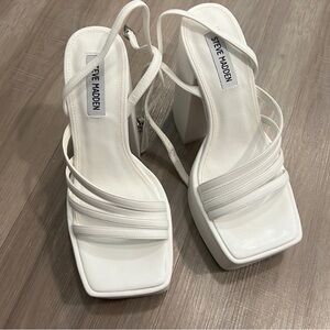 Steve Madden White Chunky Platform Heels